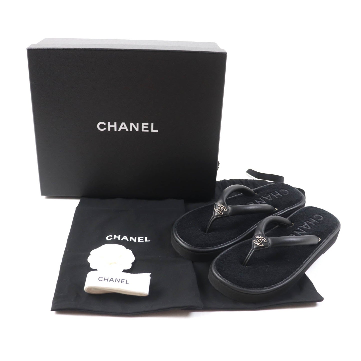 CHANEL Beach sandal G45517 leather black 39
