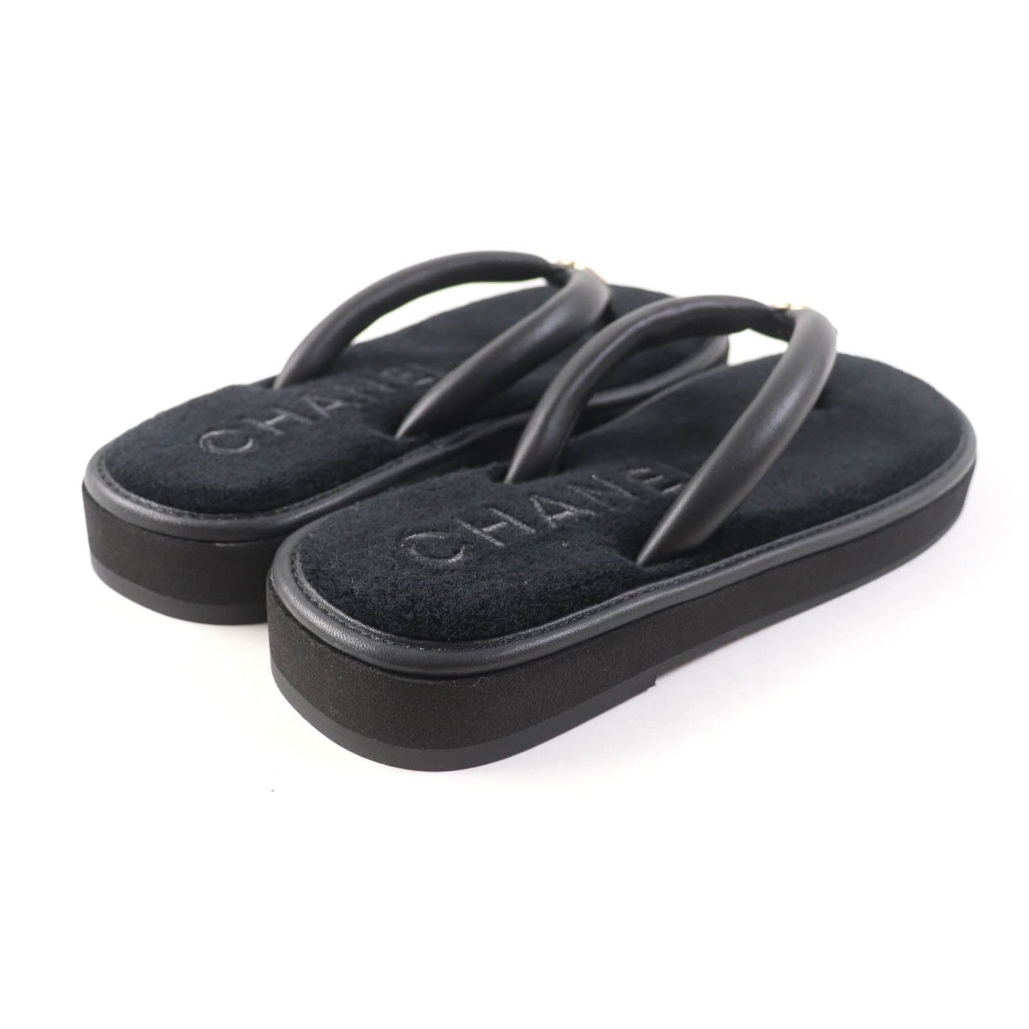 CHANEL Beach sandal G45517 leather black 39