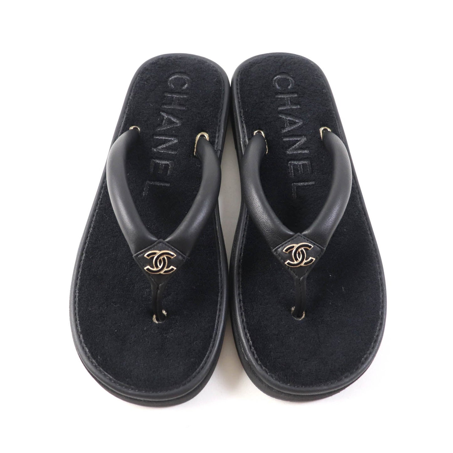 CHANEL Beach sandal G45517 leather black 39