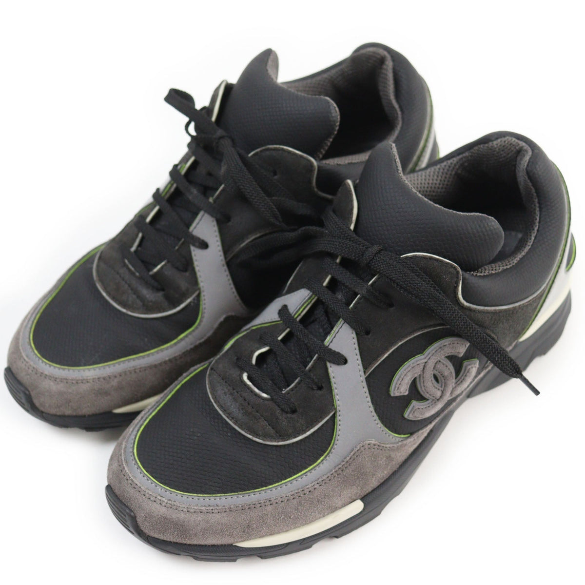 CHANEL Low cut sneakers G26583 Suede leather Black Grey 41