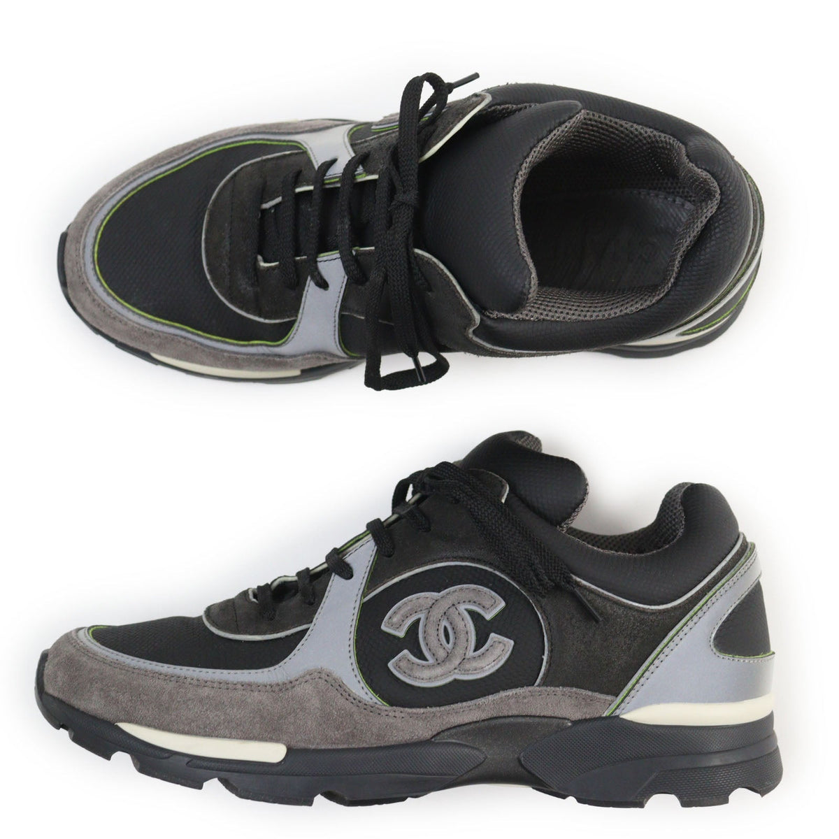 CHANEL Low cut sneakers G26583 Suede leather Black Grey 41