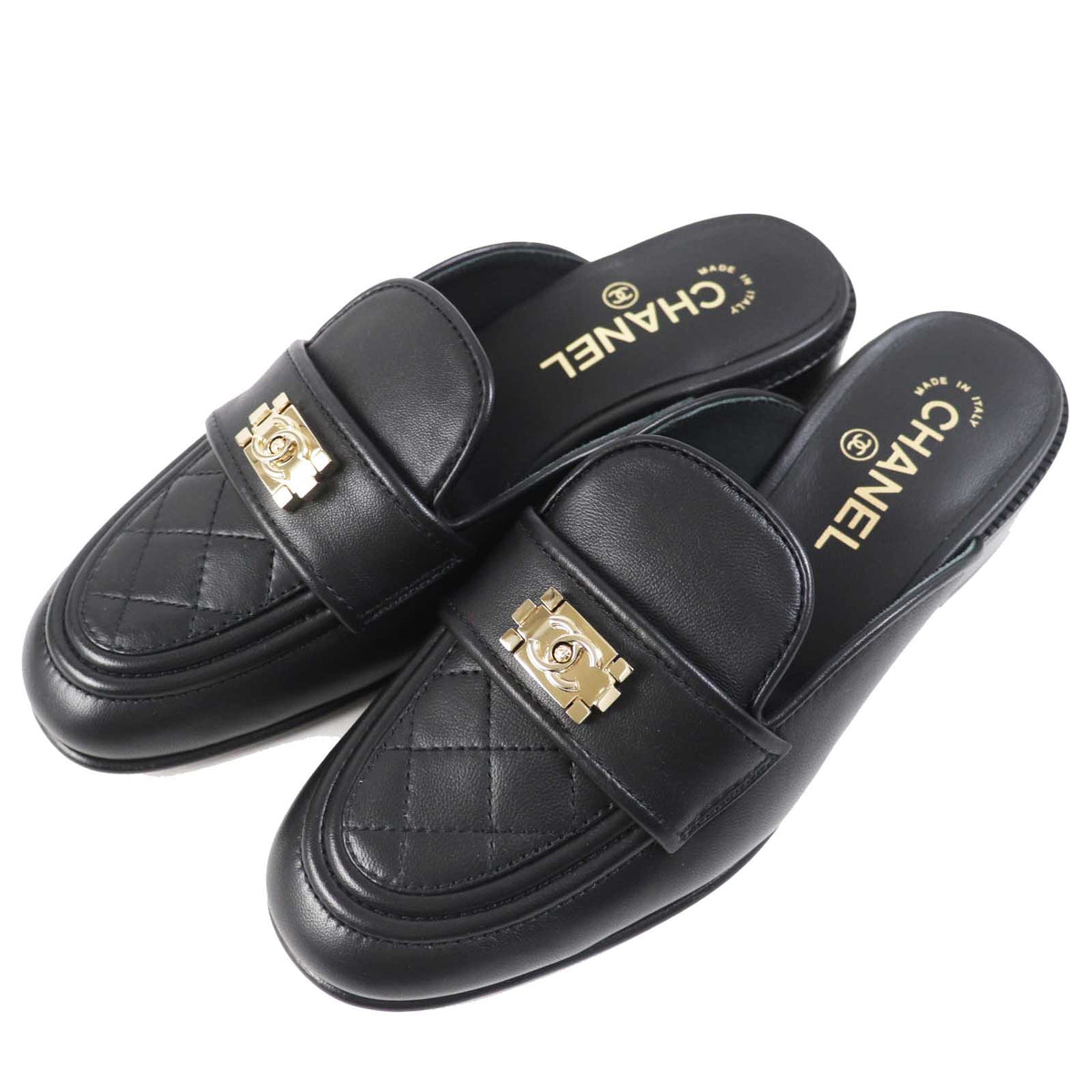 CHANEL Mule 20B G36510 leather black 37.5