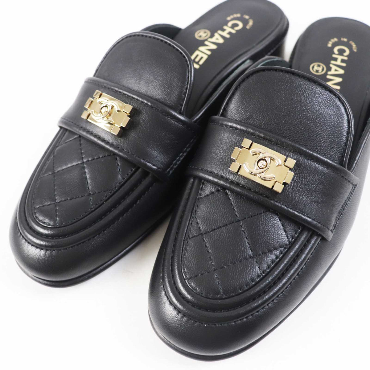 CHANEL Mule 20B G36510 leather black 37.5