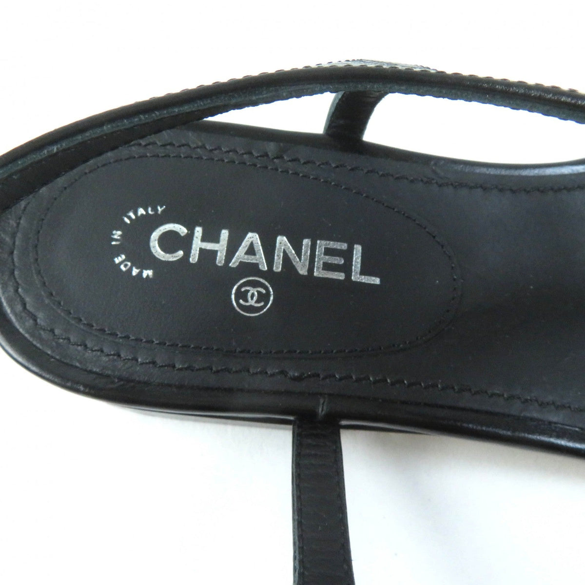 CHANEL Sandals G24355 leather black 34.5
