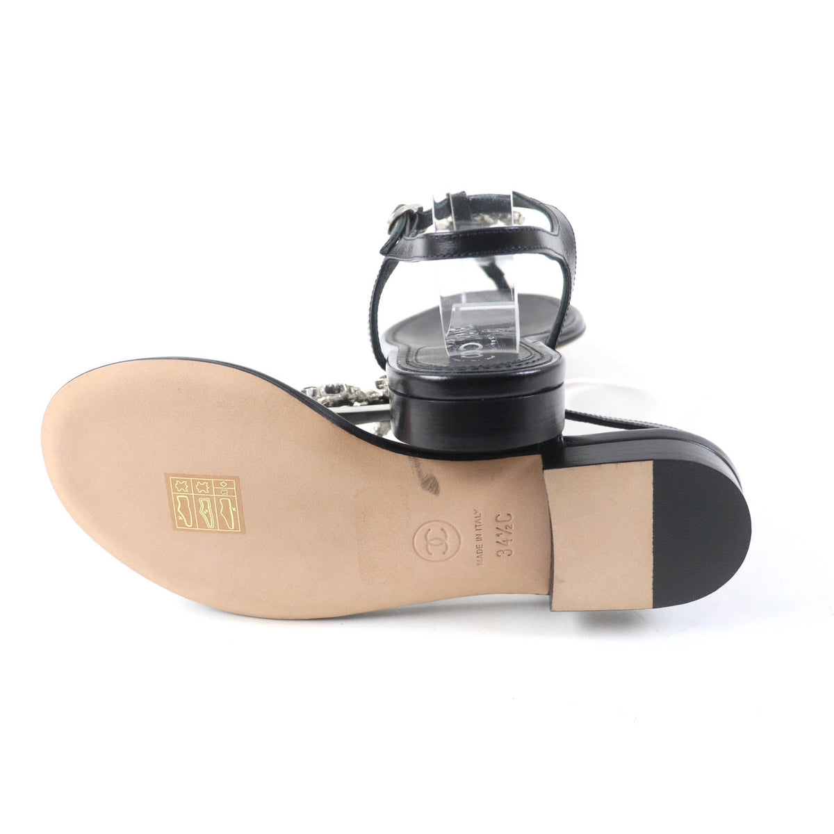 CHANEL Sandals G24355 leather black 34.5