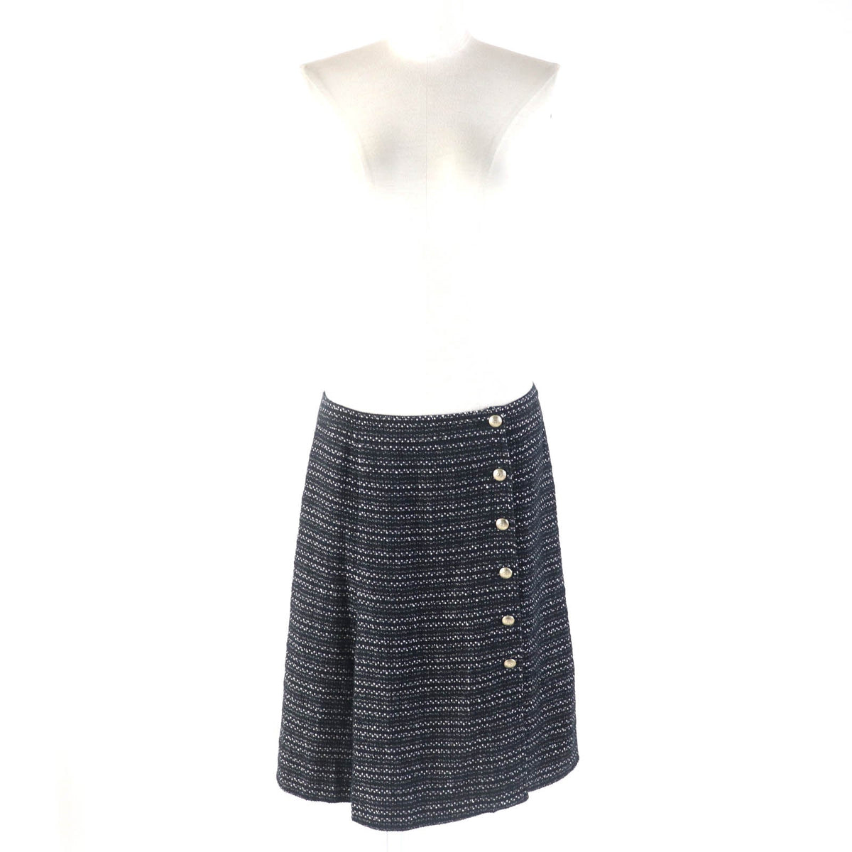 CHANEL Wrap skirt 05P P25509 cotton Black White 38