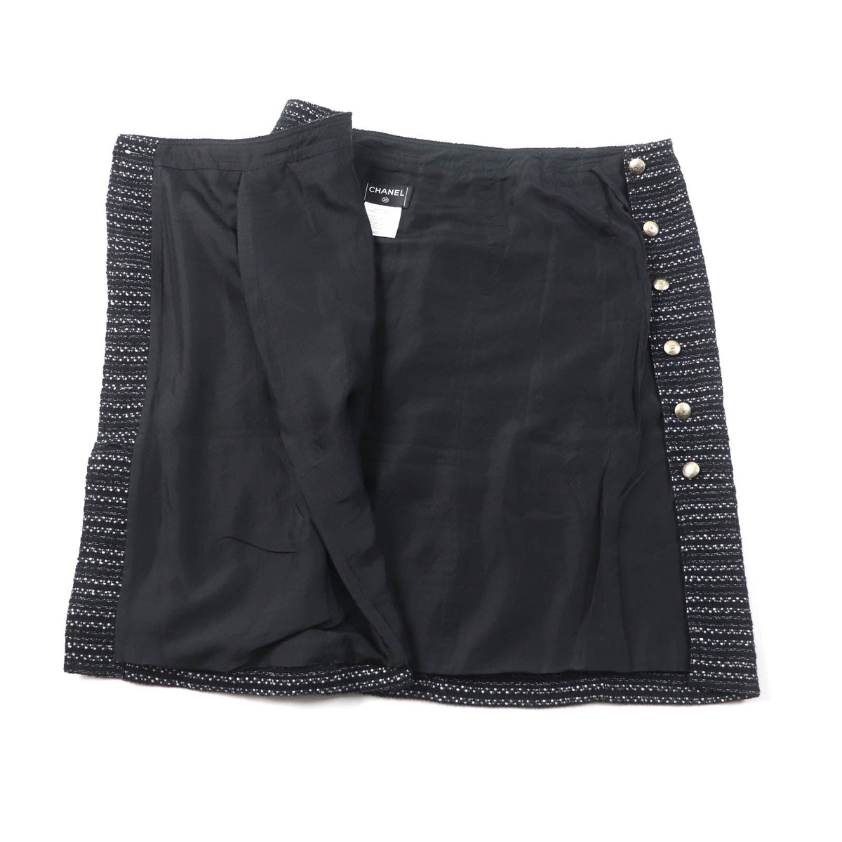 CHANEL Wrap skirt 05P P25509 cotton Black White 38