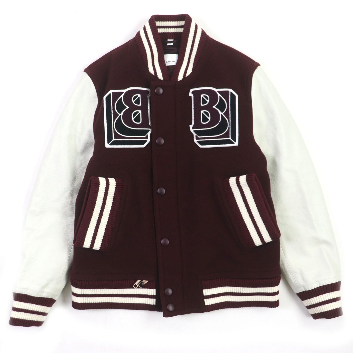 Burberry Logo-Patch Varsity Jacket Burgundy