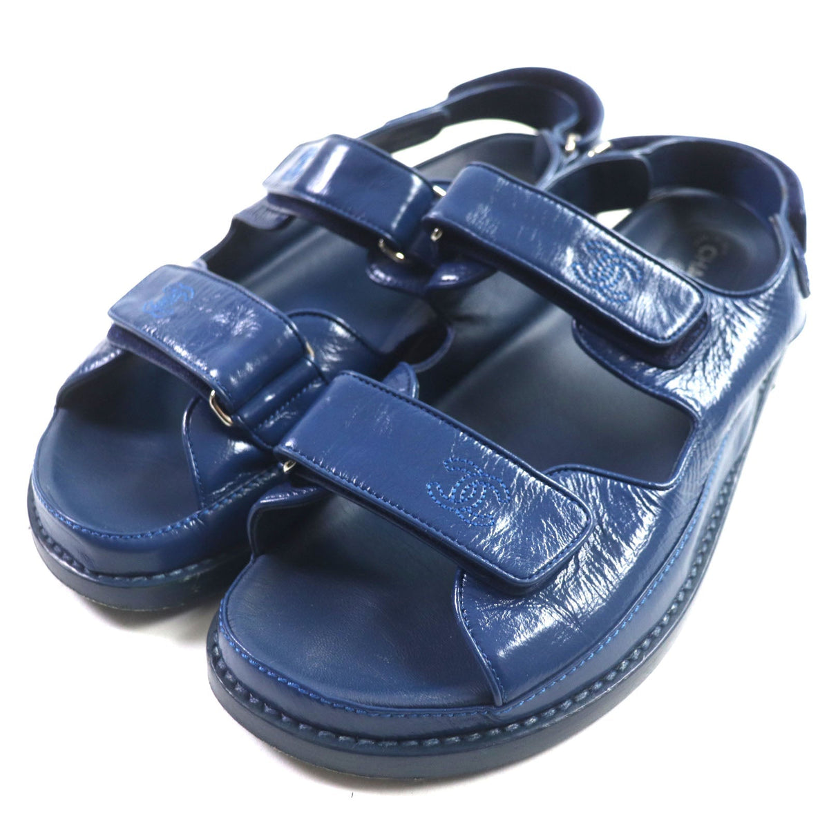 CHANEL Sandals G34445 leather blue 41