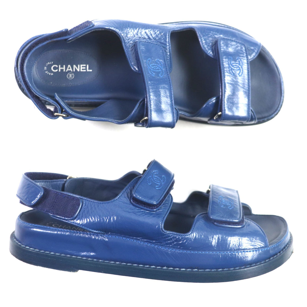 CHANEL Sandals G34445 leather blue 41