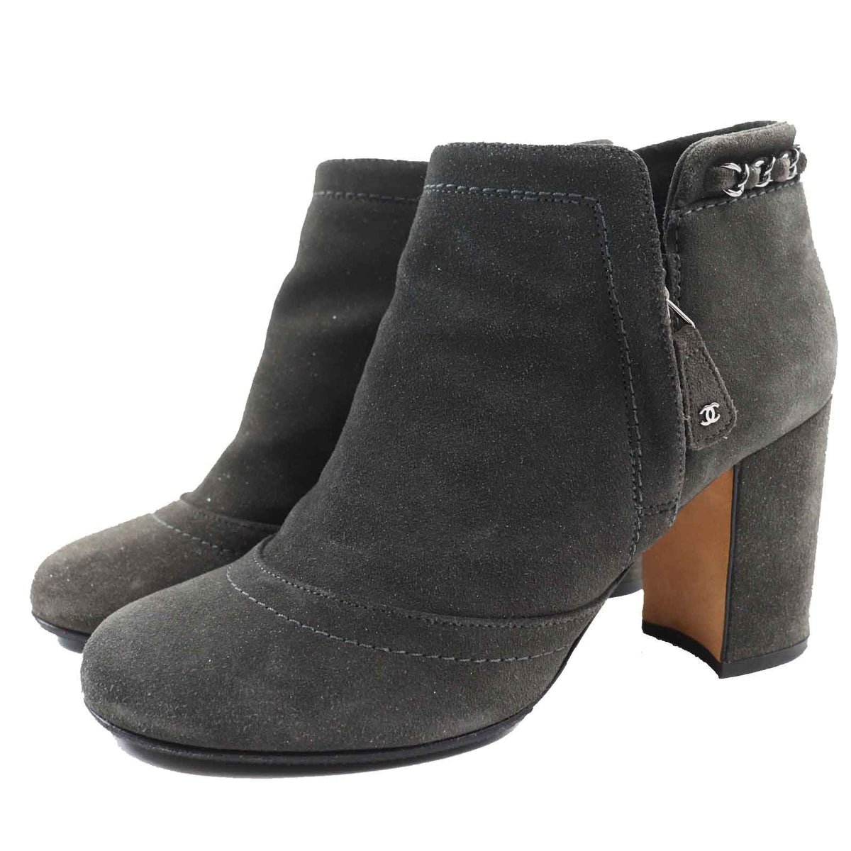 CHANEL short boots G29932 Suede leather Charcoal Grey Glitter 37.5