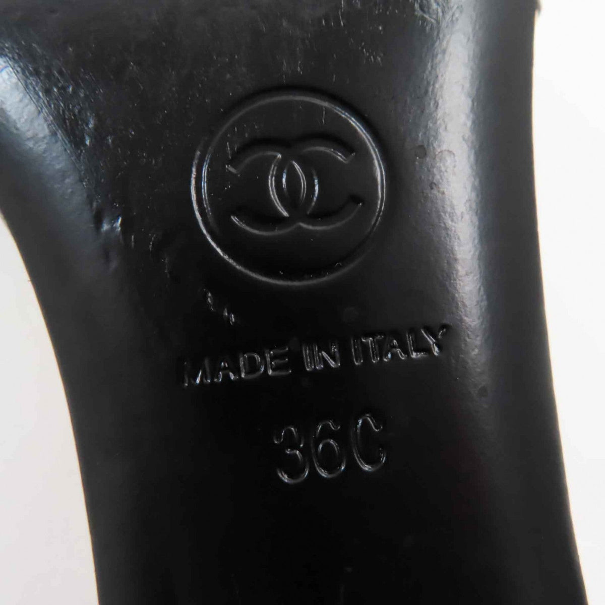 CHANEL pumps G37381 leather Black gold 36