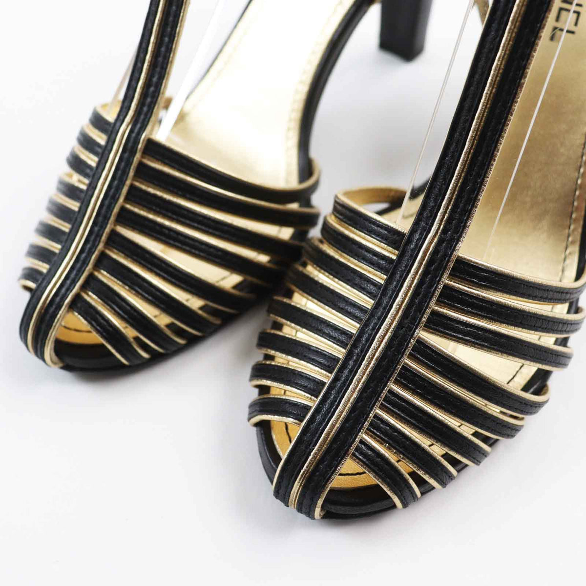 CHANEL pumps G37381 leather Black gold 36