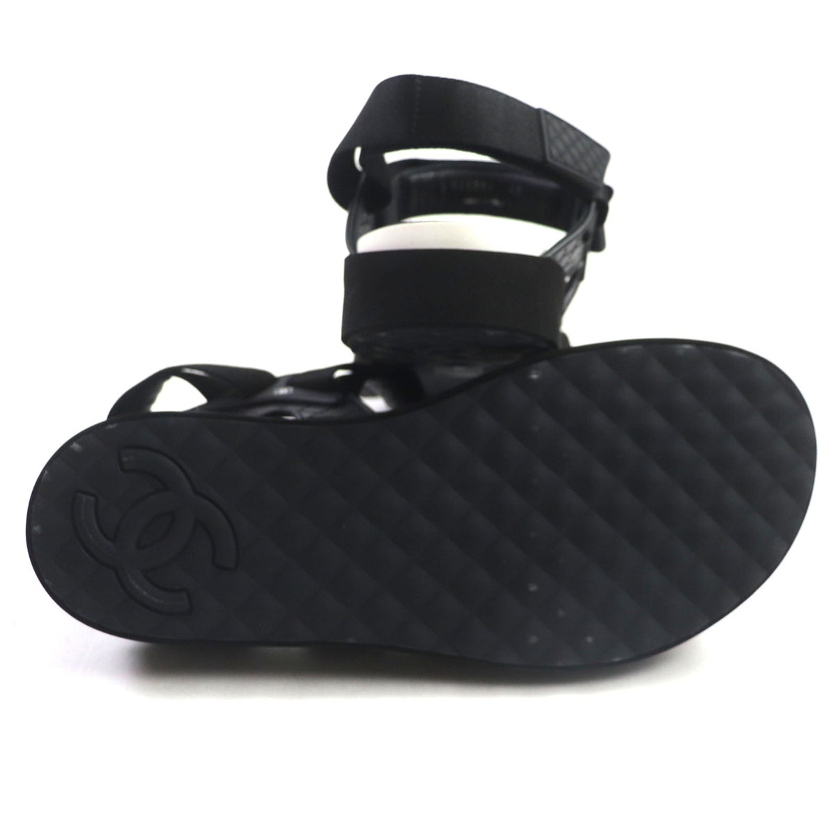 CHANEL Sandals G45084 leather black Velcro 43