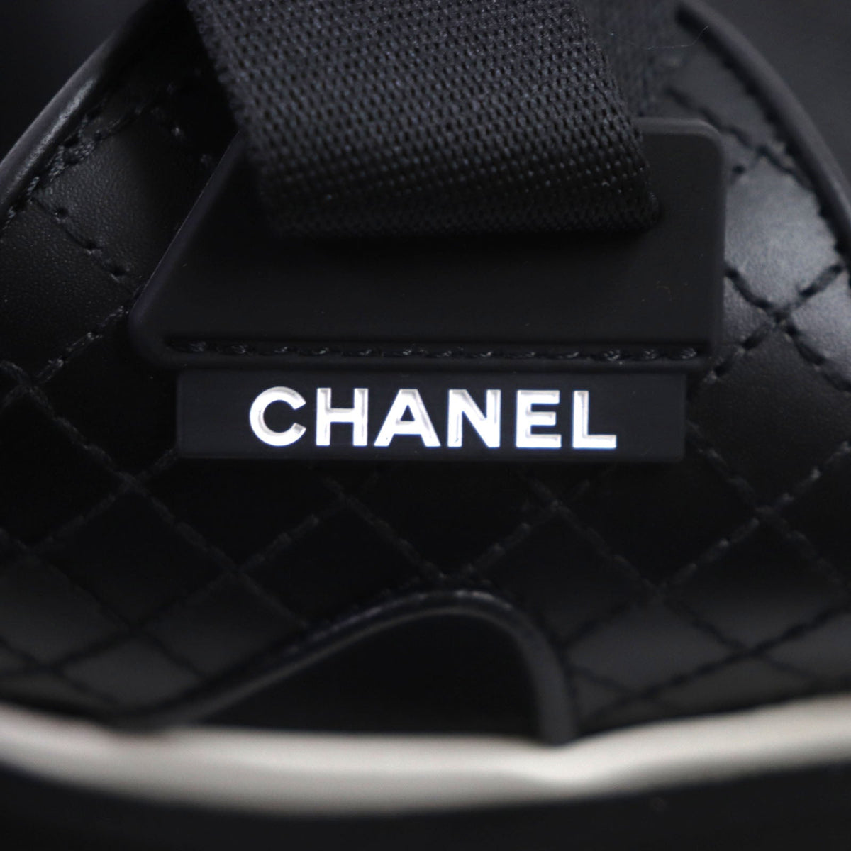 CHANEL Sandals G45084 leather black Velcro 43