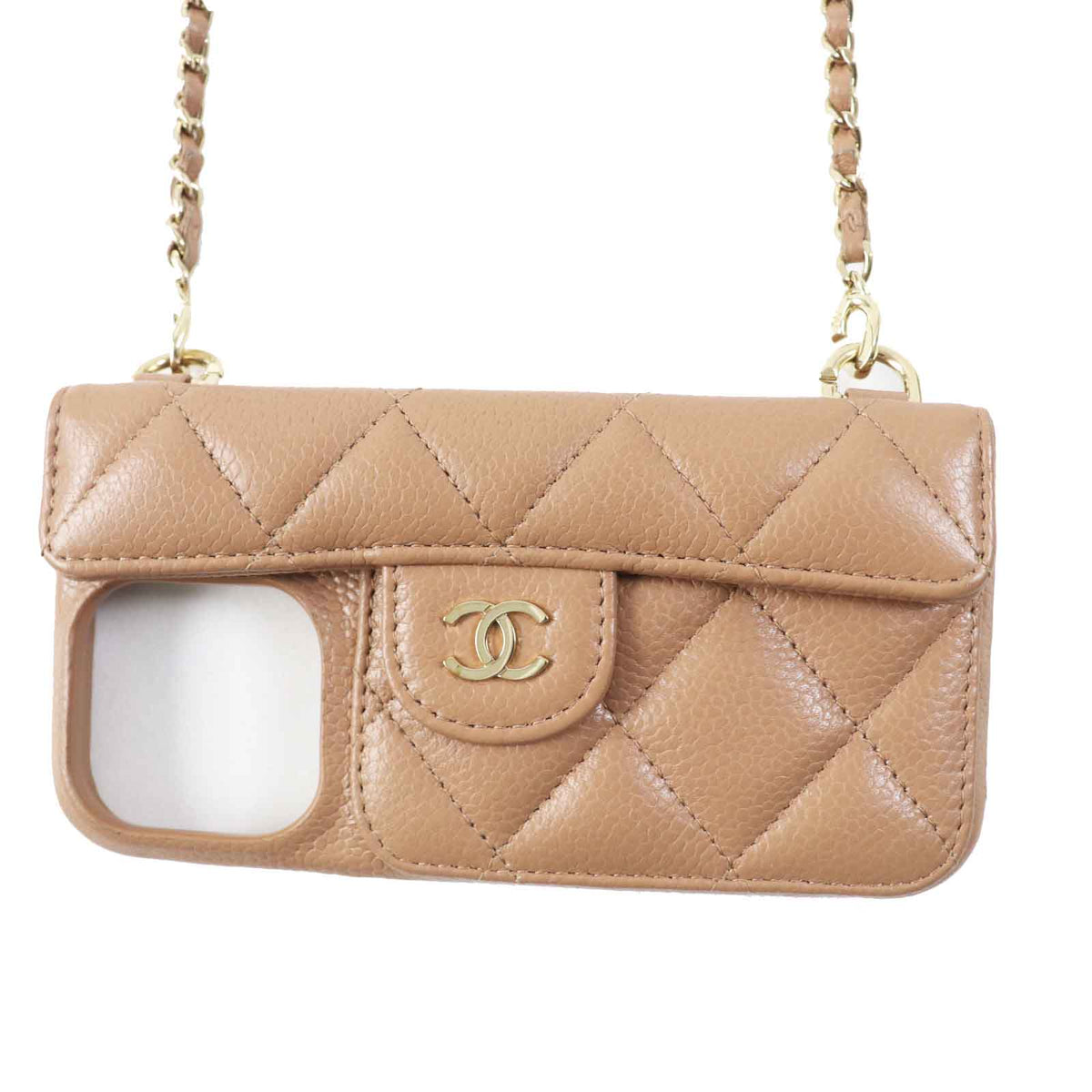 CHANEL iPhone case AP3553 Caviar skin Brown beige type
