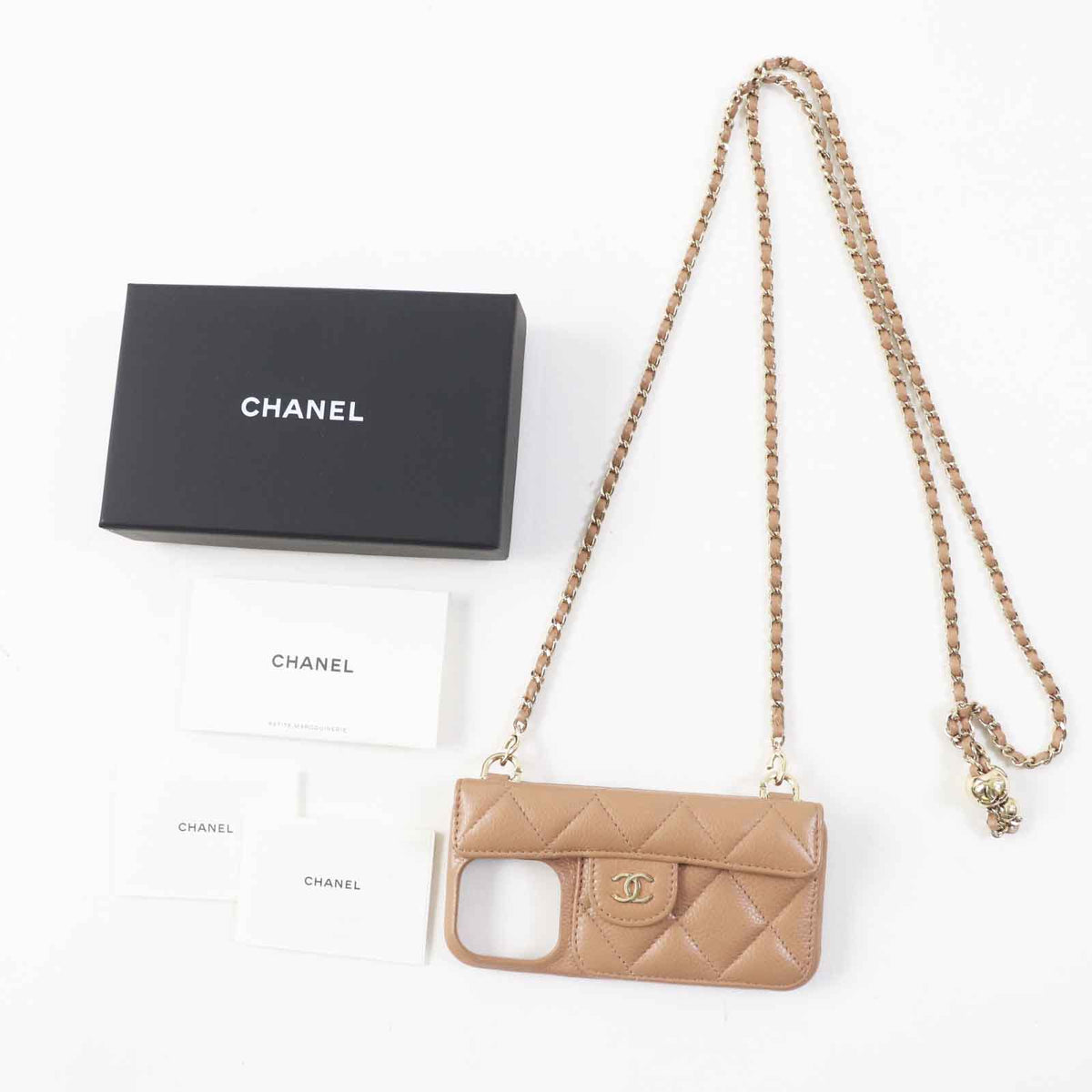 CHANEL iPhone case AP3553 Caviar skin Brown beige type
