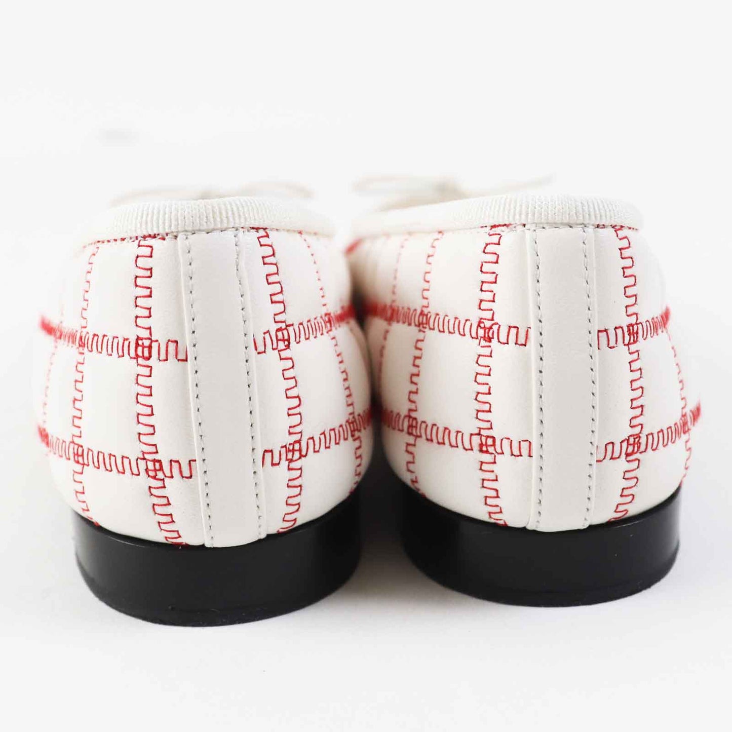 CHANEL Ballet shoes 24P G45591 lambskin Black white red ballerina 36