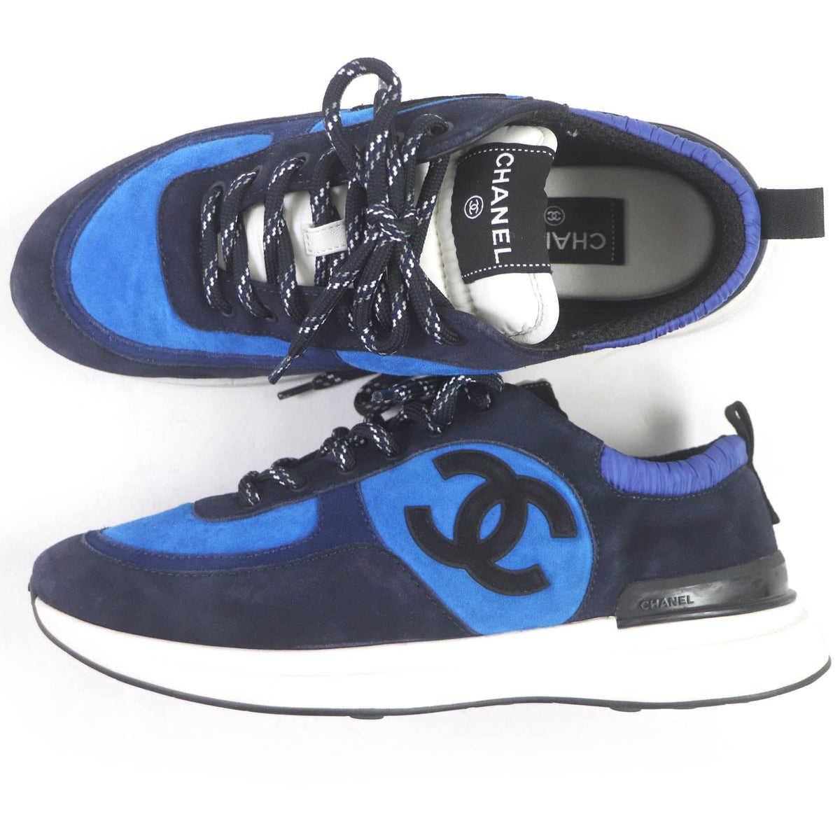 CHANEL Low cut sneakers G38484 Suede leather blue 41