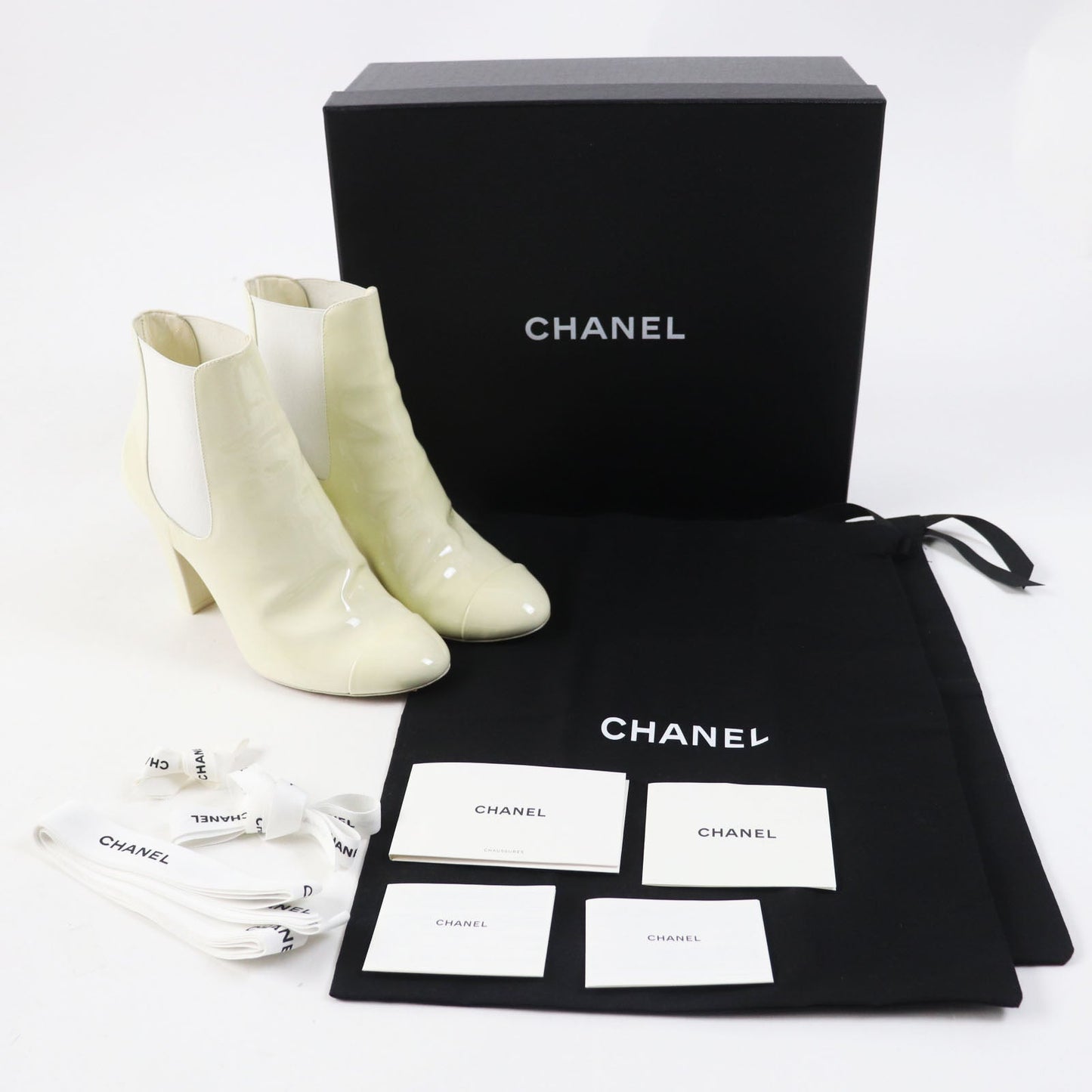 CHANEL Ankle boots 22C G38579 Patent leather Ecru 38