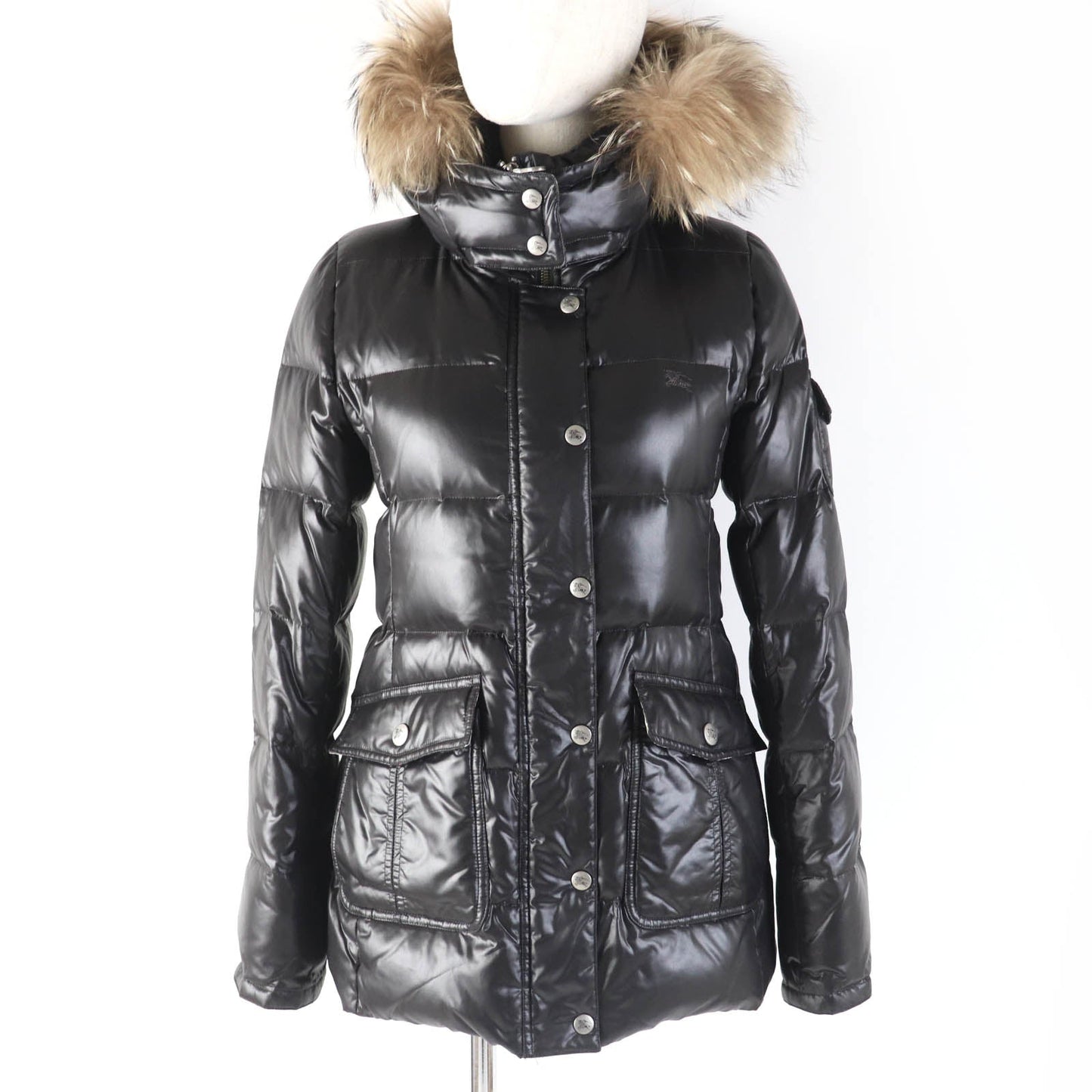 Burberry Nylon Down Jacket Black 38 Women