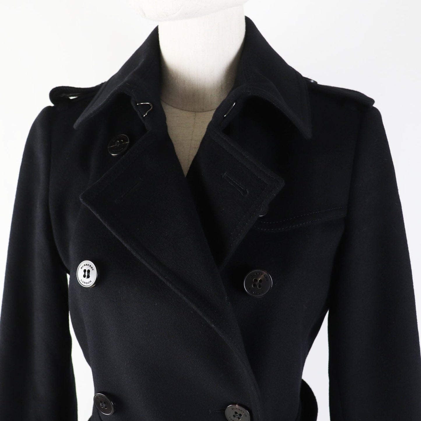 Burberry Wool Cashmere Trench Coat Black 38