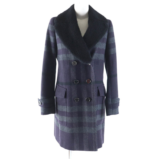 Burberry Wool Polyester Mouton Double Breasted Coat