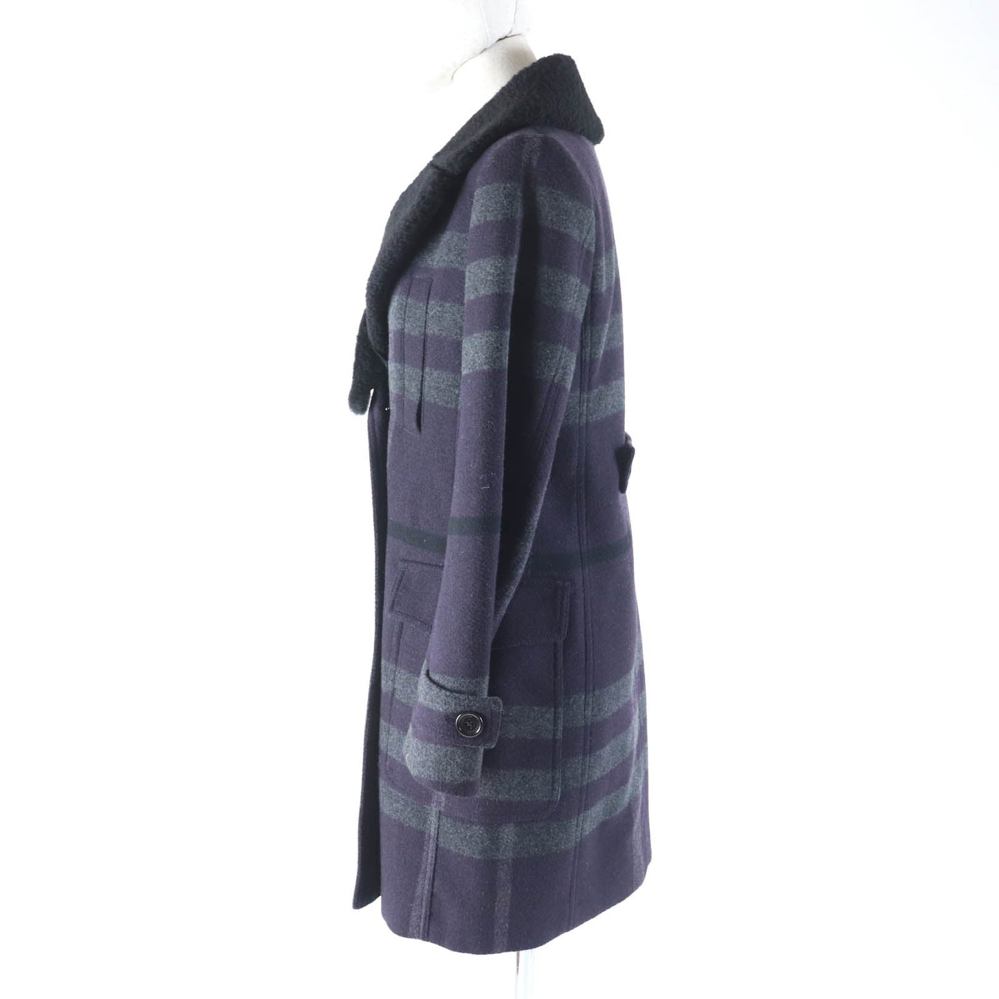 Burberry Wool Polyester Mouton Double Breasted Coat