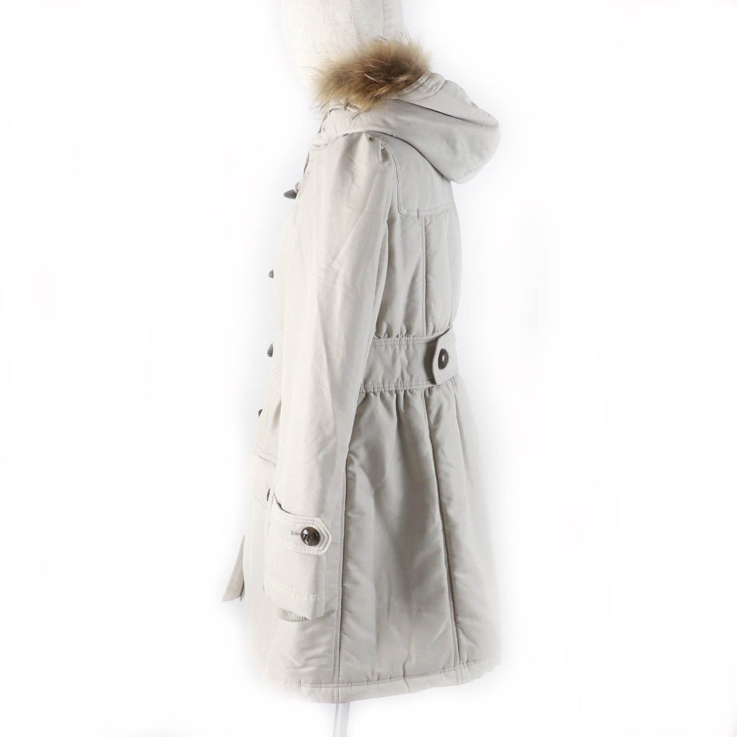 Burberry Fur Hood Long Coat Beige Women
