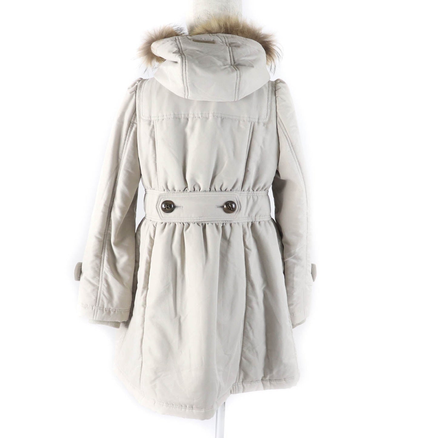 Burberry Fur Hood Long Coat Beige Women