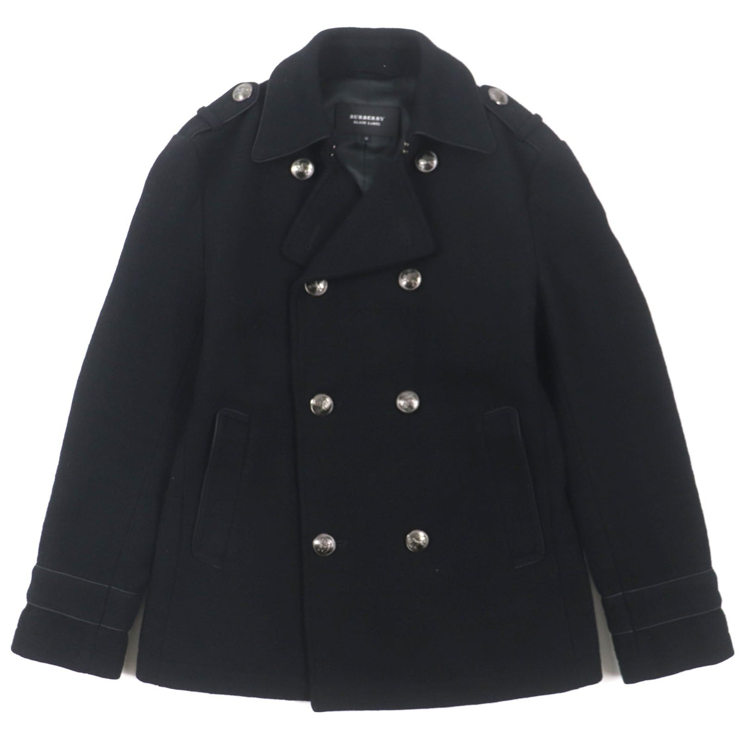 Burberry Wool Nylon Double Breasted Pea Coat Black M