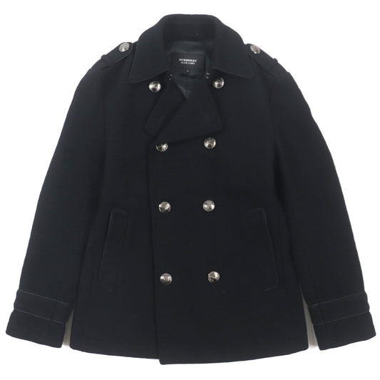 Burberry Wool Nylon Double Breasted Pea Coat Black M