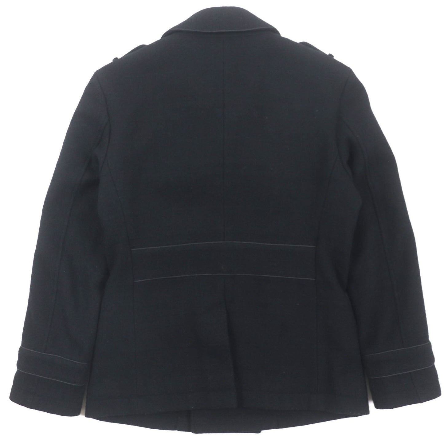 Burberry Wool Nylon Double Breasted Pea Coat Black M