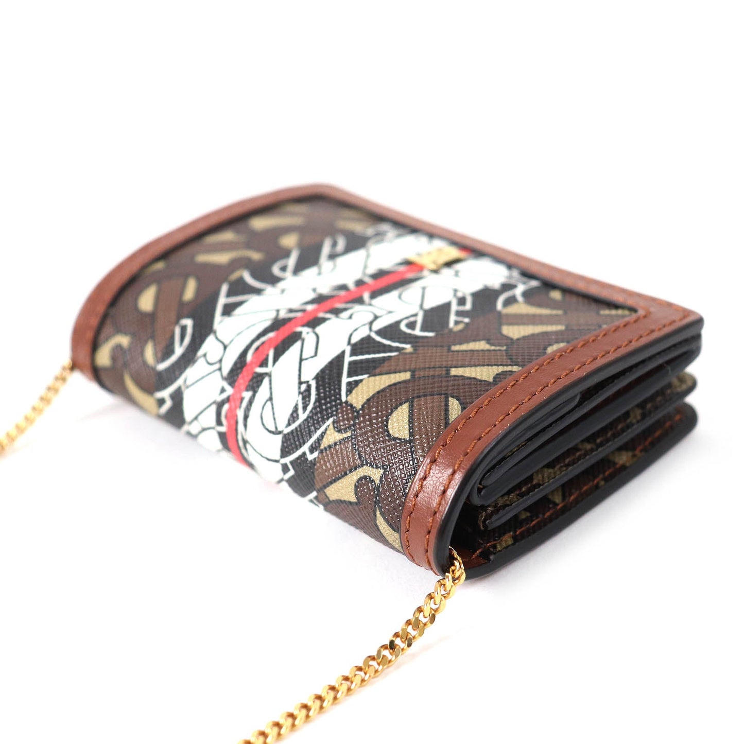Burberry TB Pattern Chain Wallet Brown