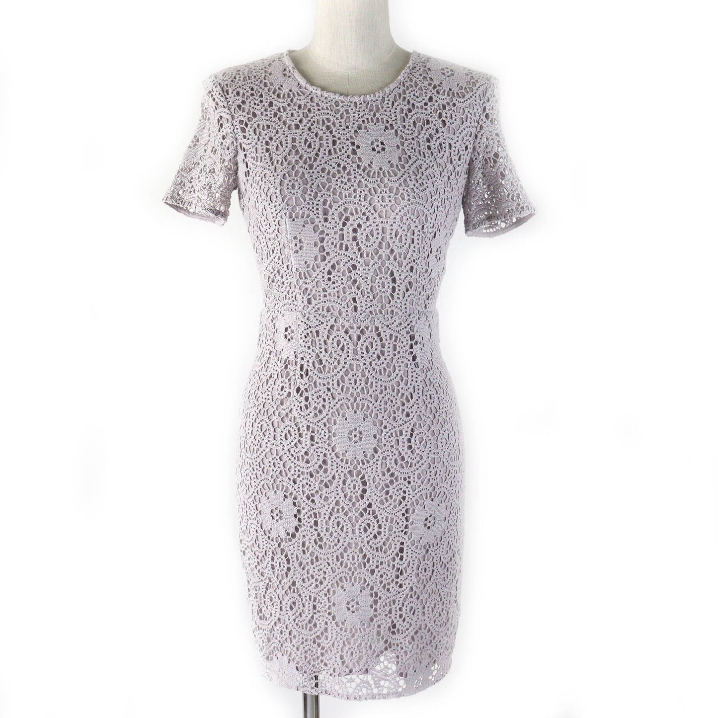 Burberry Lace Short Sleeve Dress Gray