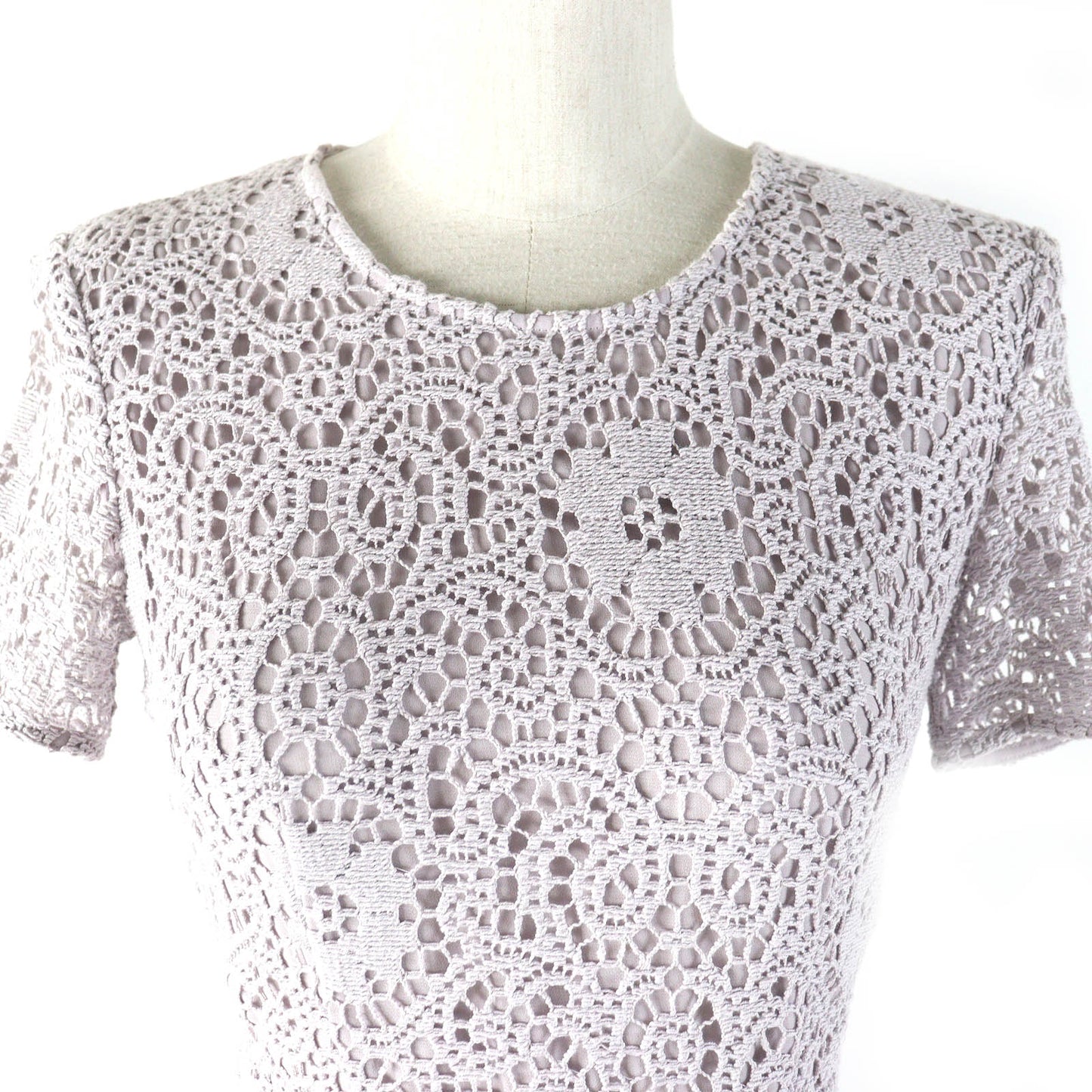 Burberry Lace Short Sleeve Dress Gray