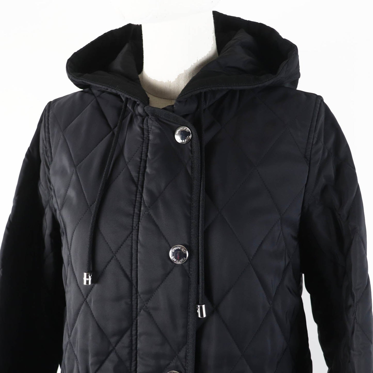 Burberry Nylon Cotton Quilted Hooded Long Coat XS