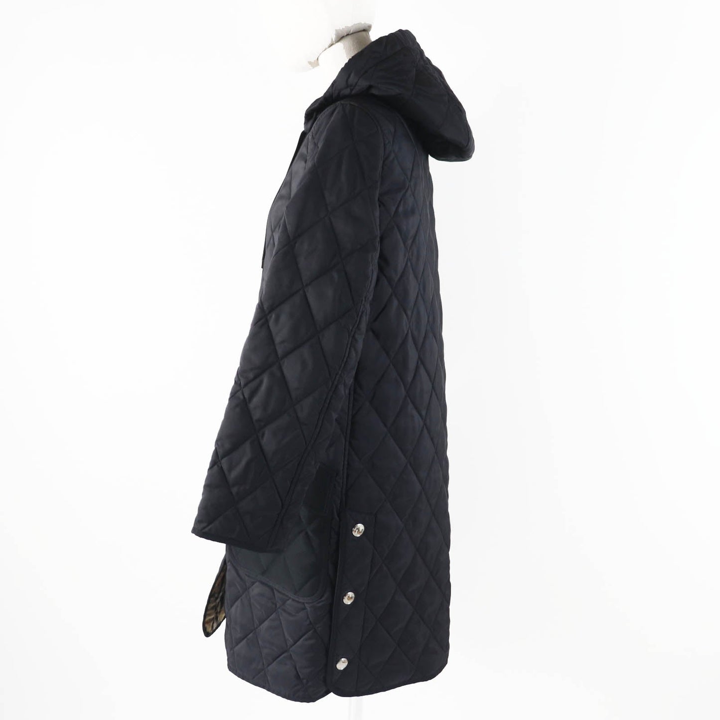 Burberry Nylon Cotton Quilted Hooded Long Coat XS