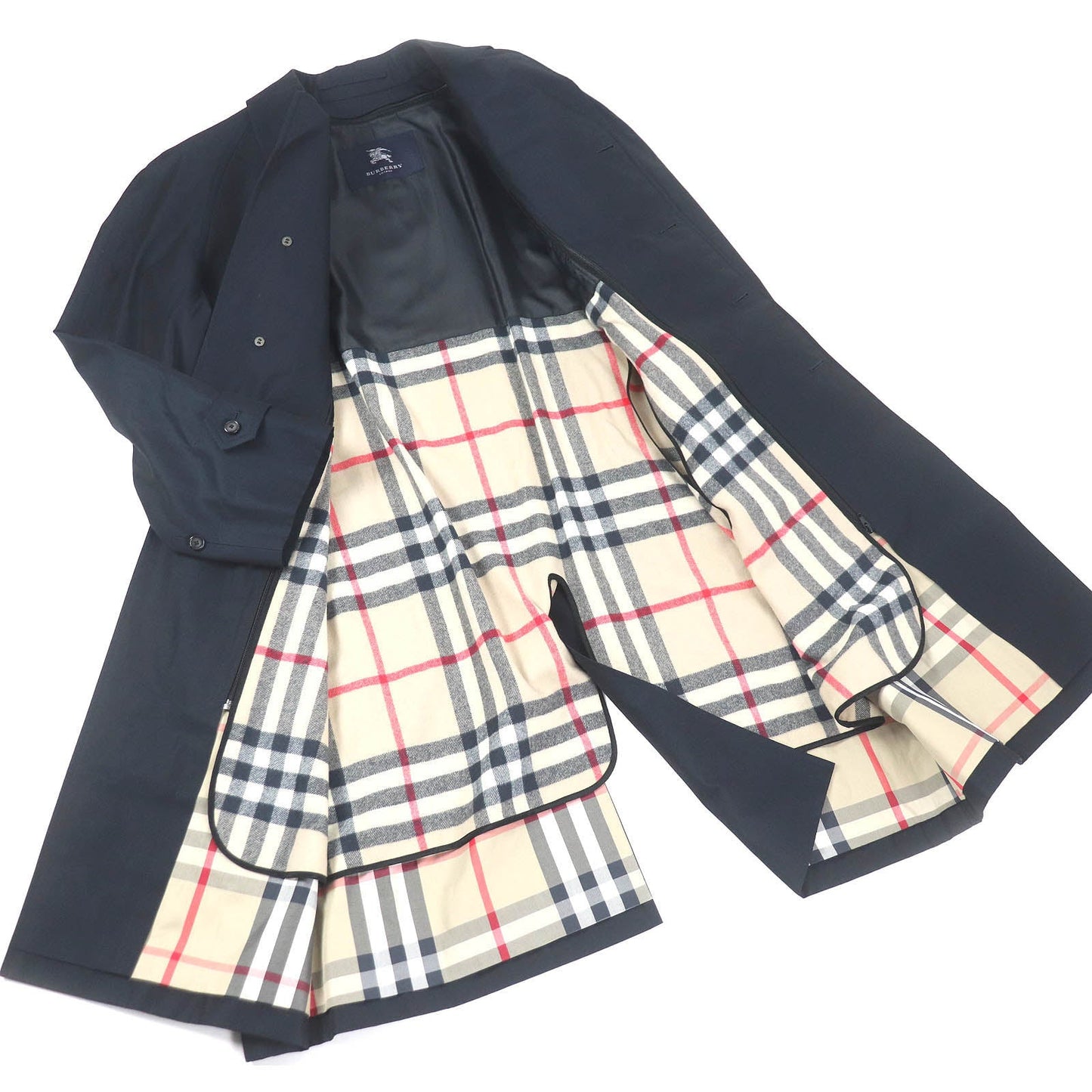 Burberry Cotton Nova Check Coat Dark Navy
