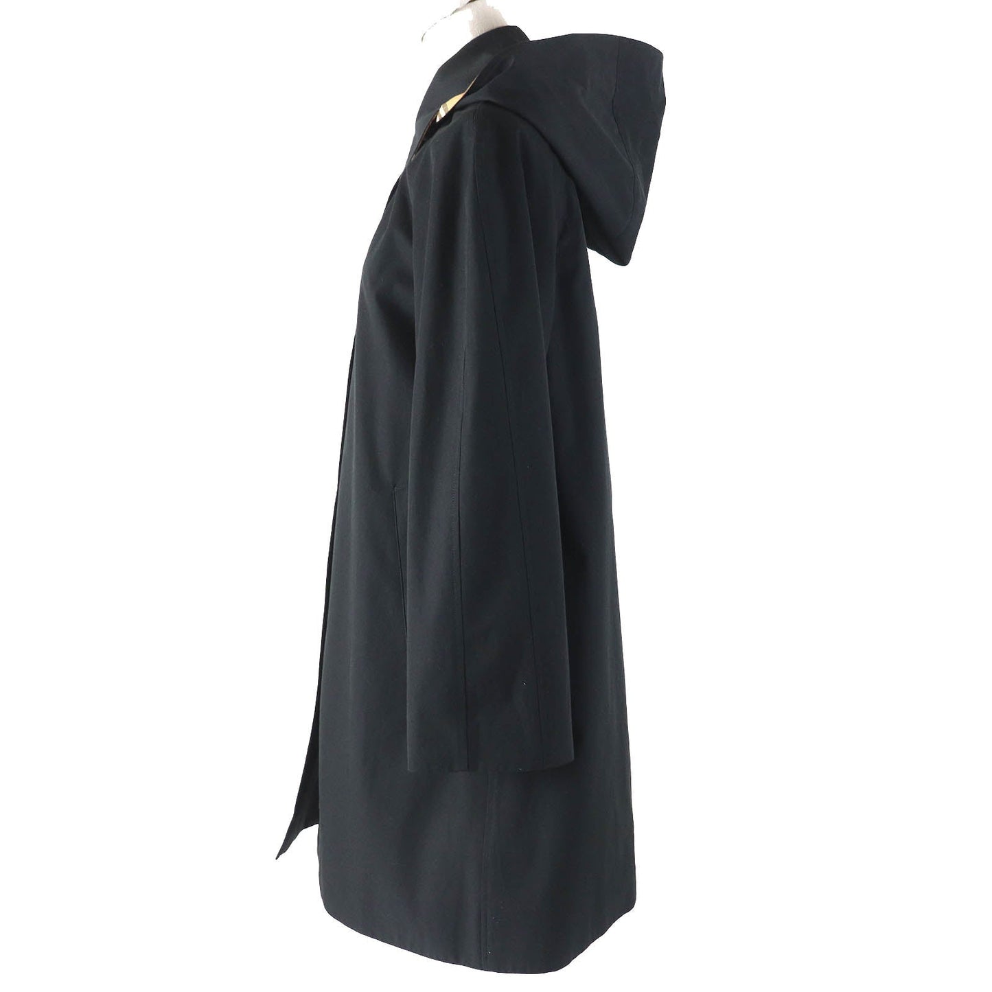 Burberry Cotton Hooded A-Line Coat Black 38