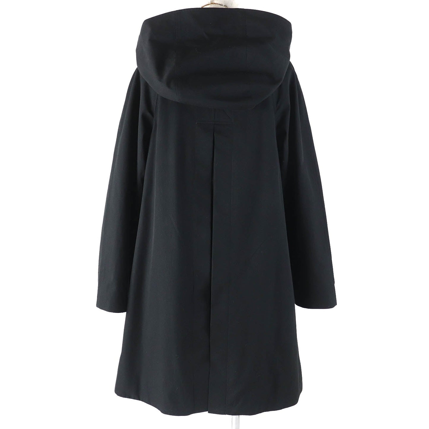 Burberry Cotton Hooded A-Line Coat Black 38