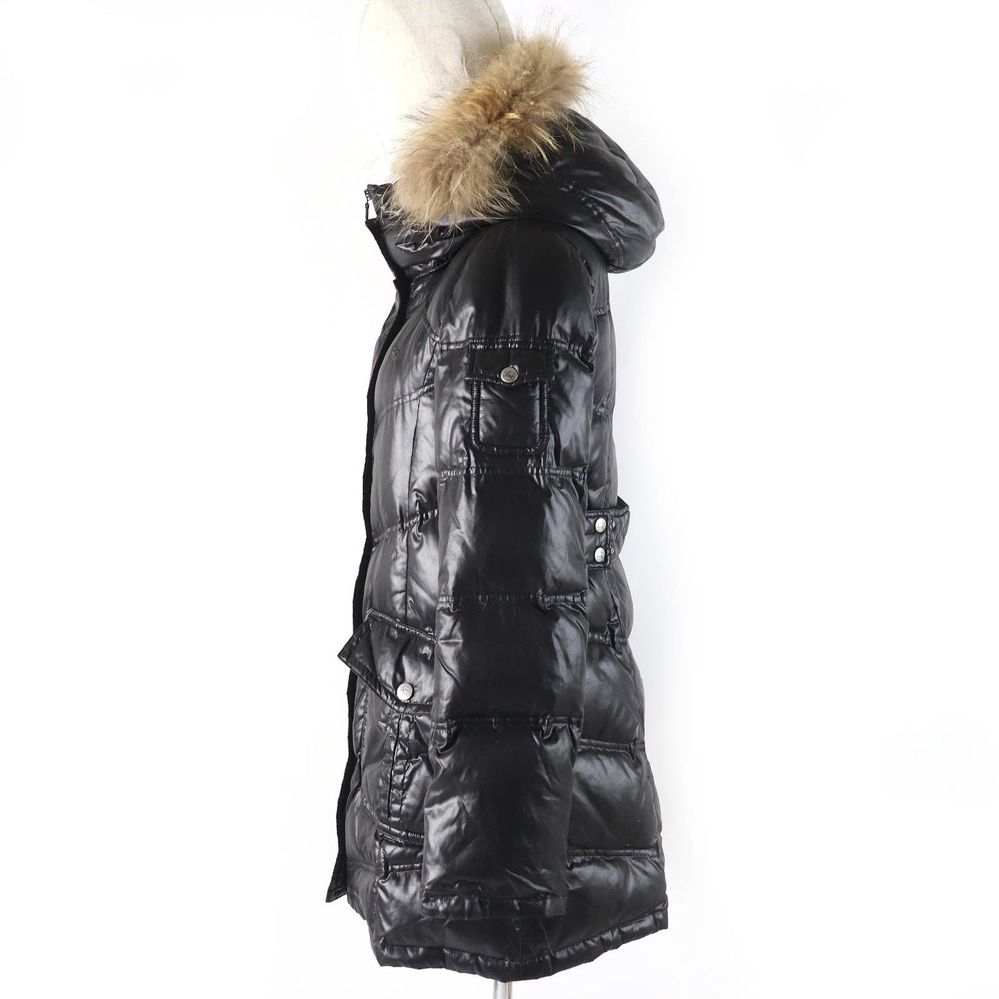 Burberry Nylon Checkered Hooded Down Coat