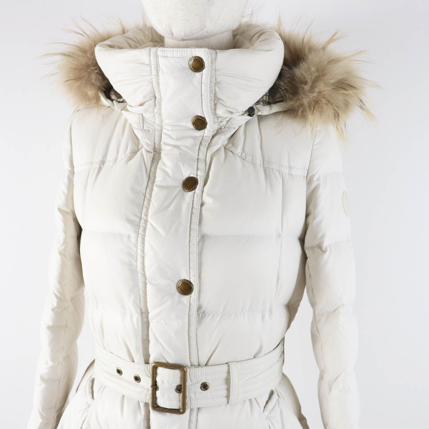 Burberry Nylon Down Coat with Fur Hood
