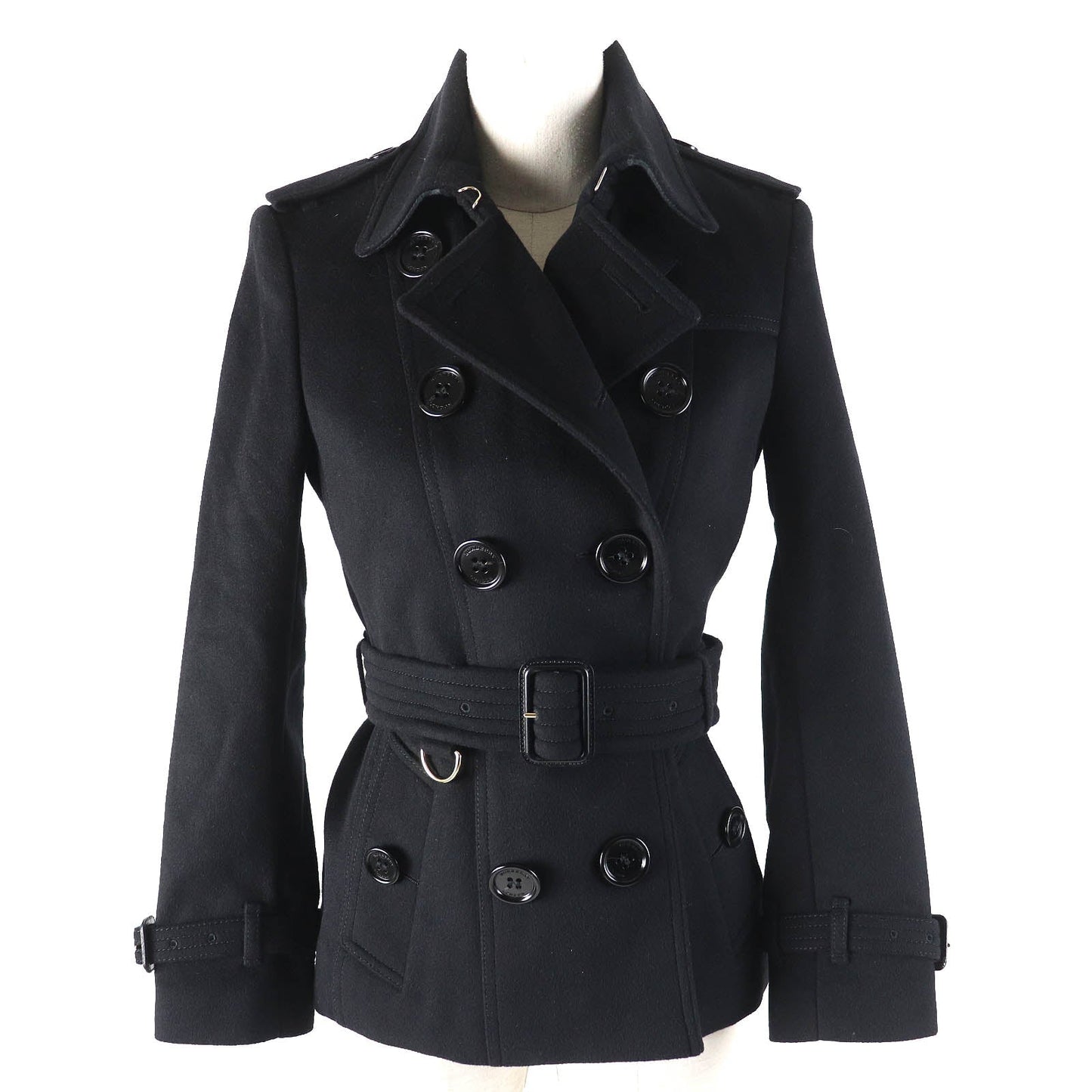 Burberry Wool Cashmere Trench Coat Black 36