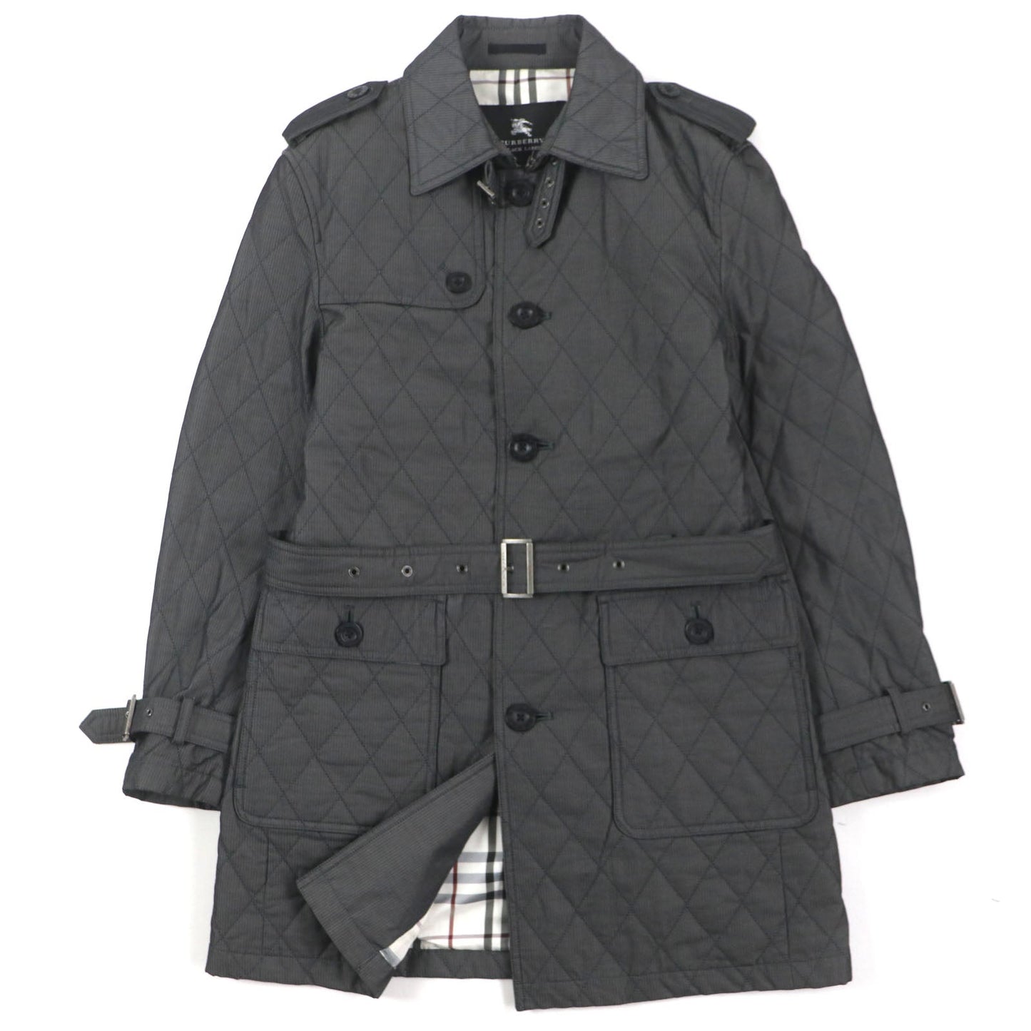Burberry Quilted Trench Coat Dark Gray M