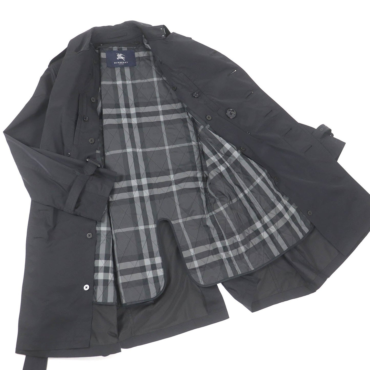 Burberry Nylon Polyester Spring Coat Black M