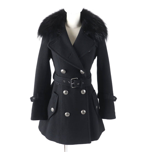Burberry Blue Label Wool Angora Raccoon Trench Coat