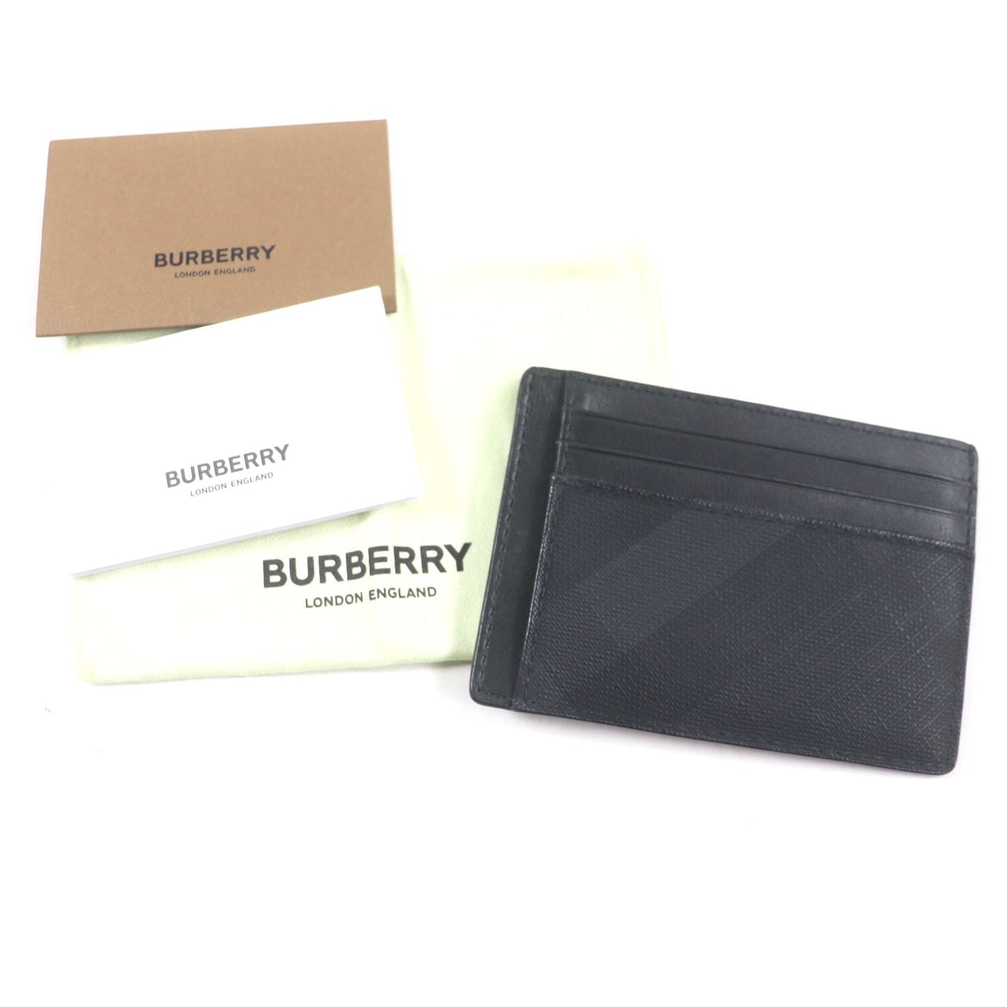 Burberry Check Pattern Leather PVC Card Case