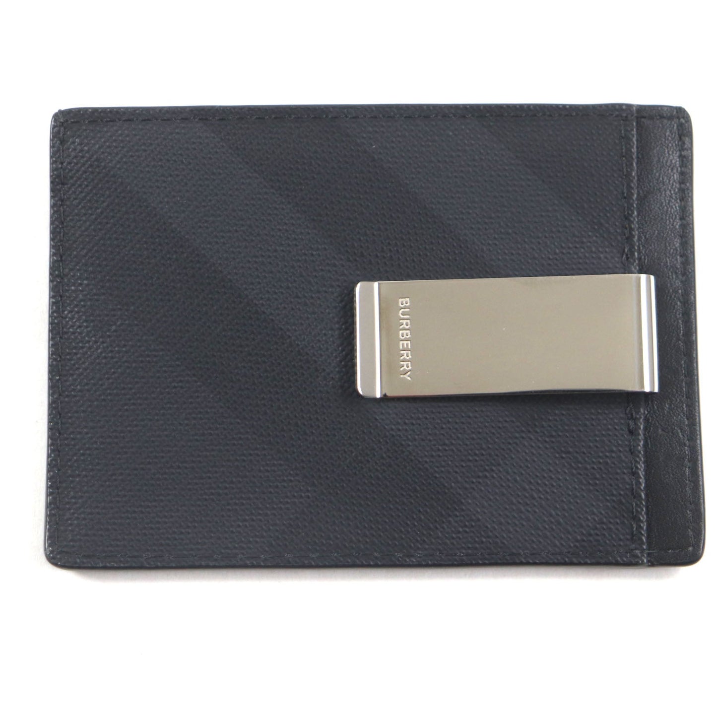 Burberry Check Pattern Leather PVC Card Case
