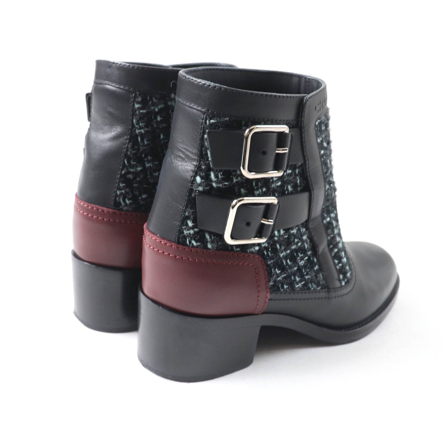 Chanel 22B G39334 Leather Tweed Ankle Boots